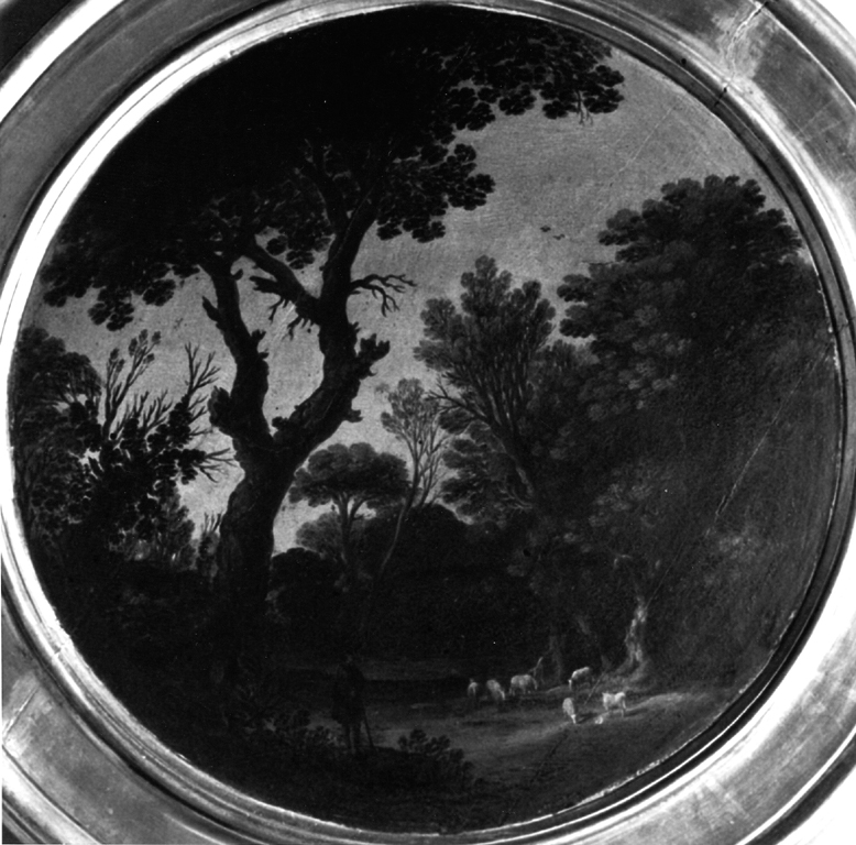 paesaggio con pastore e gregge (dipinto) di cSa Fabrik Marke (attribuito) (sec. XVII)