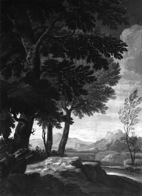 paesaggio con tronco spezzato (dipinto) di Dughet Gaspard detto Pussino (cerchia) (sec. XVII)