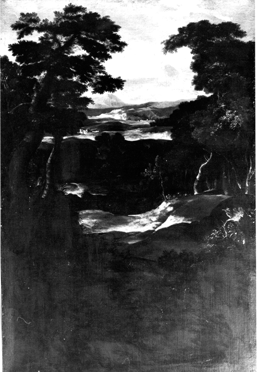 paesaggio con radura (dipinto) di Dughet Gaspard detto Pussino (cerchia) (sec. XVII)