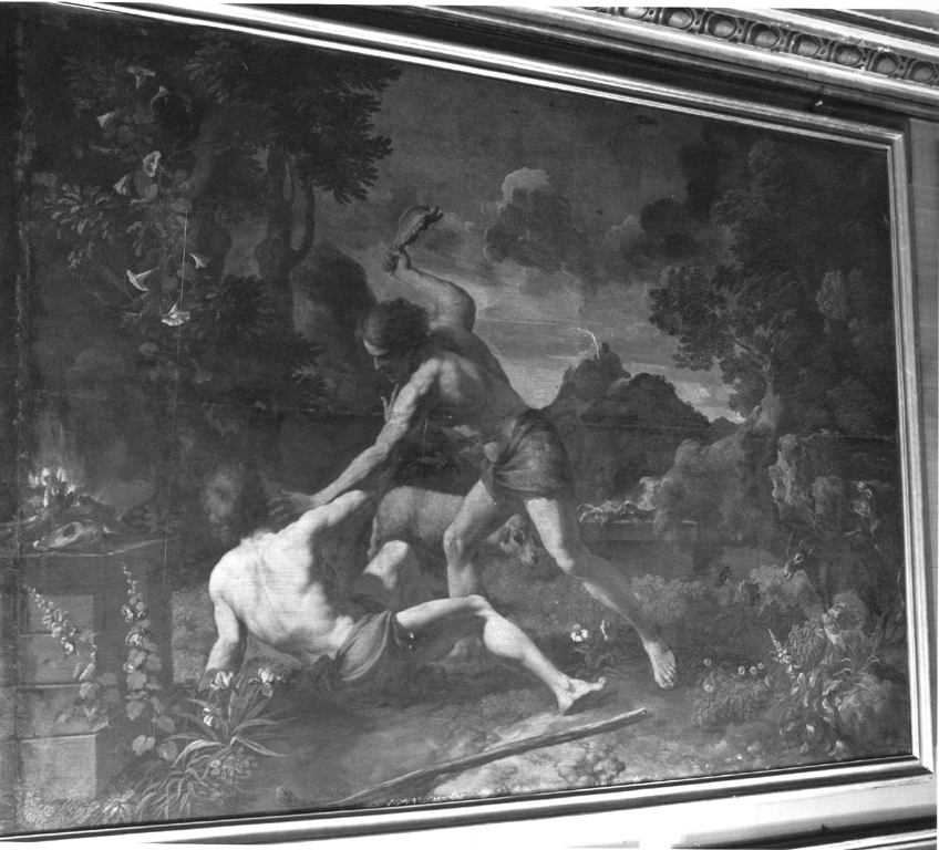 paesaggio con Caino e Abele (dipinto) di Dughet Gaspard detto Pussino, Courtois Guillaume detto Borgognone (sec. XVII)