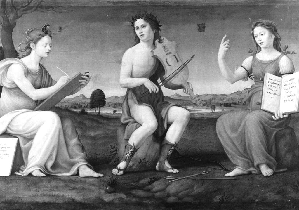Apollo, Calliope e Clio (dipinto) di Bugiardini Giuliano (sec. XVI)