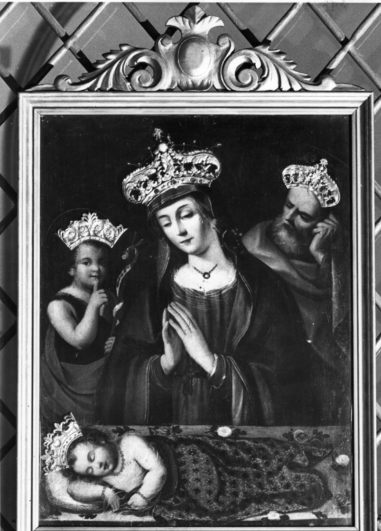 Madonna con San Giuseppe e San Giovannino in adorazione del bambino (dipinto) - ambito romano (sec. XVIII)