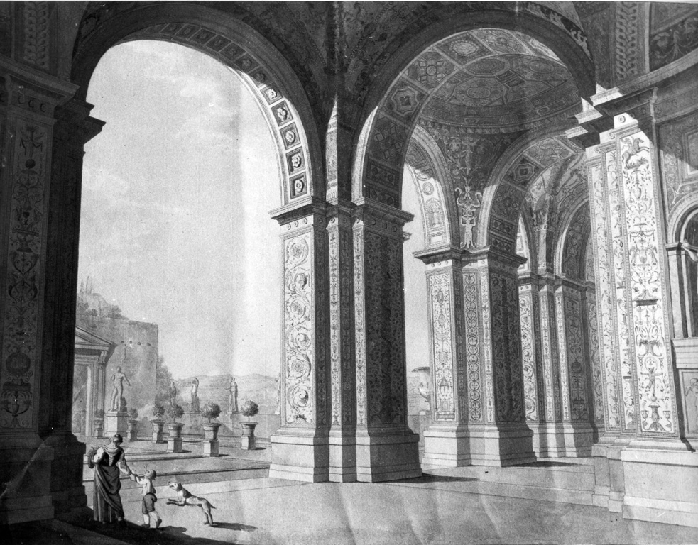 Veduta di Villa Madama (stampa) di Volpato Giovanni (seconda metà sec. XVIII)