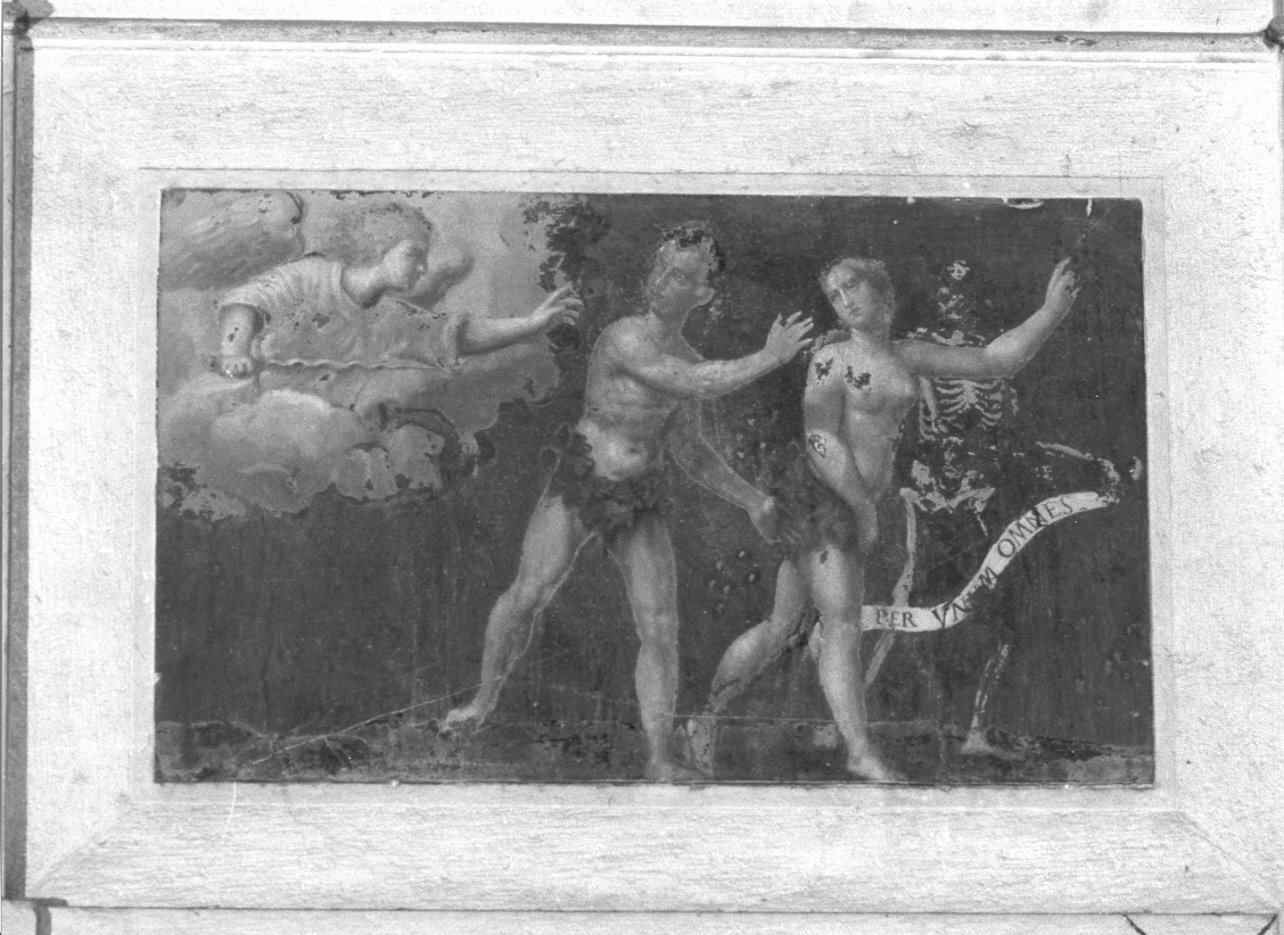 Adamo e Eva scacciati dall'angelo dal paradiso terrestre (dipinto, opera isolata) - ambito veneto (sec. XVI)
