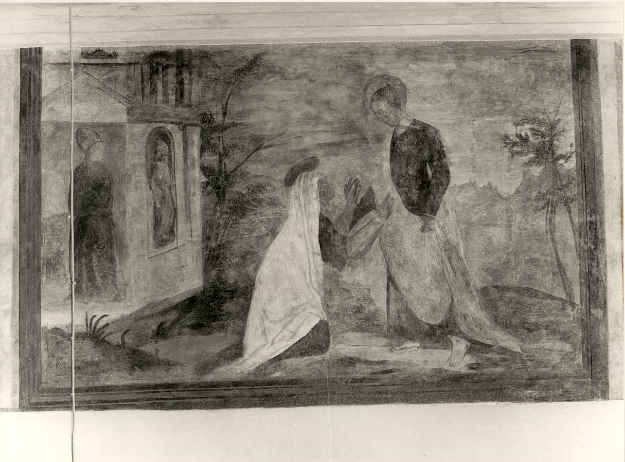 Visitazione, Episodi della vita di San Giovanni Battista (dipinto, elemento d'insieme) - ambito bresciano (fine/inizio secc. XVI/ XVII)