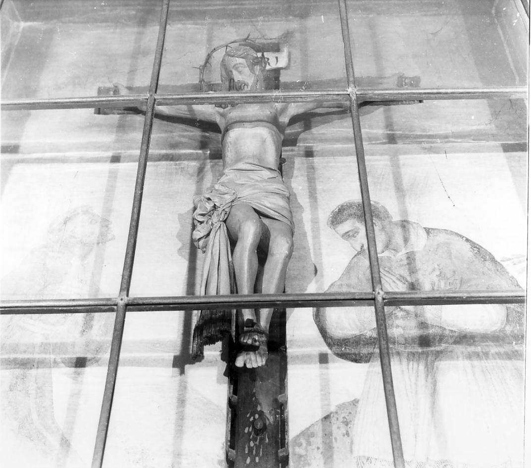 Cristo crocifisso tra San Bernardino e San Carlo Borromeo (decorazione plastico-pittorica, insieme) di Beltrami Giovanni (sec. XVIII)