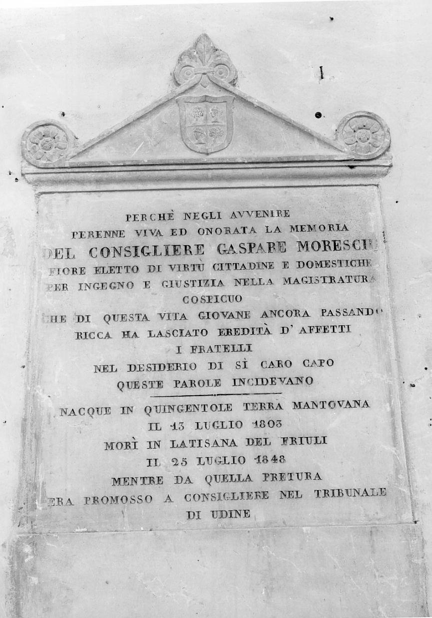 lapide commemorativa - ambito mantovano (sec. XIX)