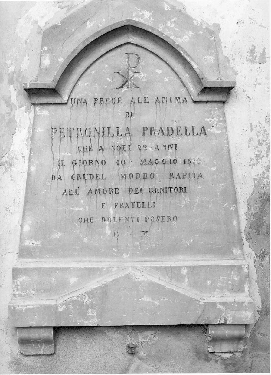 lapide commemorativa - ambito mantovano (sec. XIX)