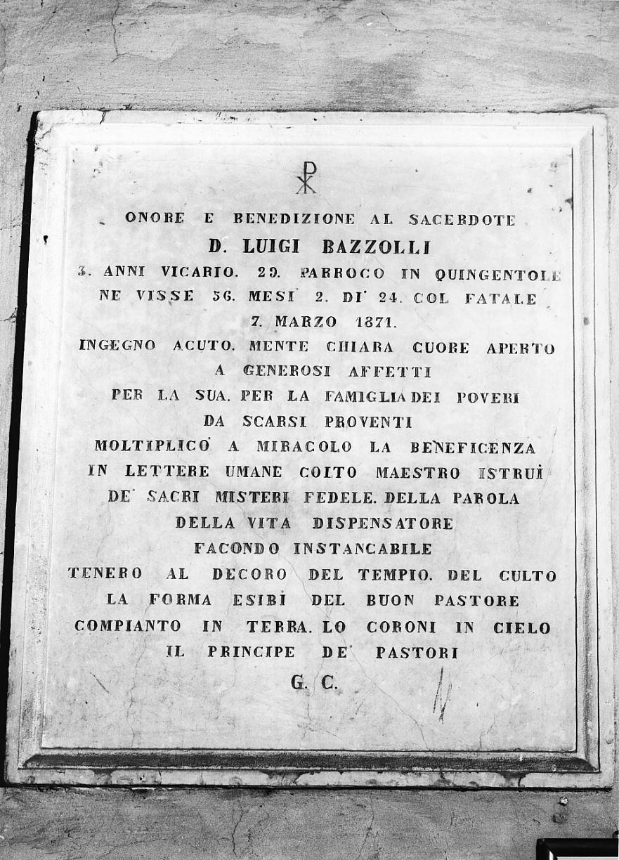 lapide commemorativa - ambito mantovano (sec. XIX)