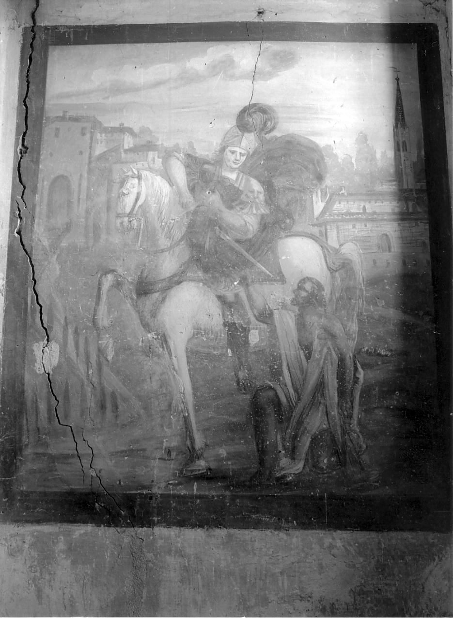 San Martino dona parte del mantello al povero (dipinto, opera isolata) - ambito lombardo (seconda metà sec. XIX)