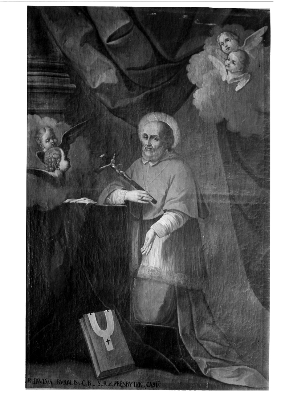 Beato Paolo Burali in adorazione del crocifisso (dipinto, elemento d'insieme) - ambito lombardo (fine/inizio secc. XVIII/ XIX)