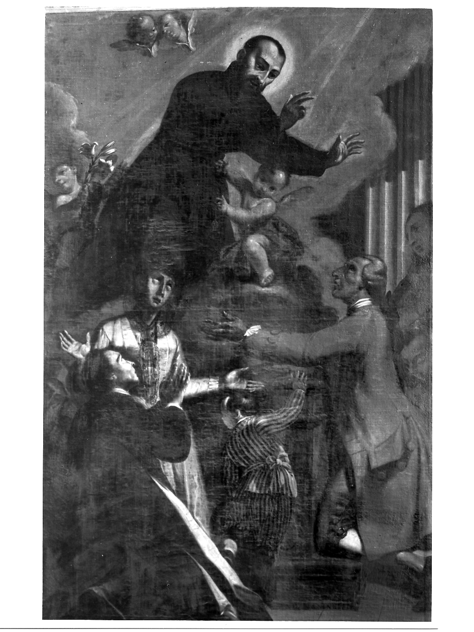 San Gaetano da Thiene appare a devoti in preghiera (dipinto, opera isolata) di Nannini Andrea (sec. XVIII)