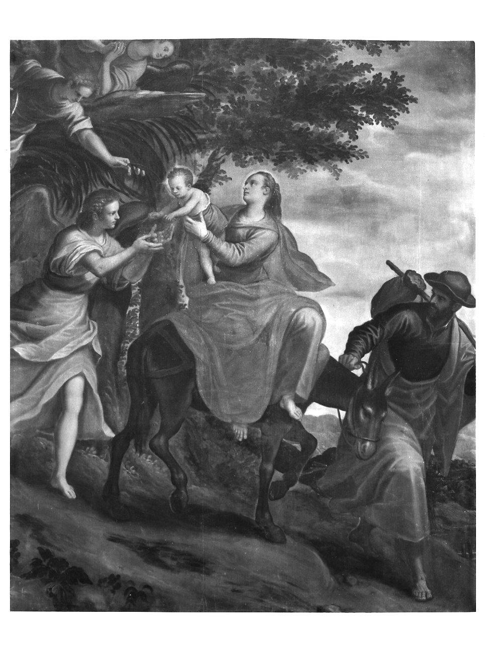 fuga in Egitto (dipinto, elemento d'insieme) di Maganza Alessandro (fine sec. XVI)