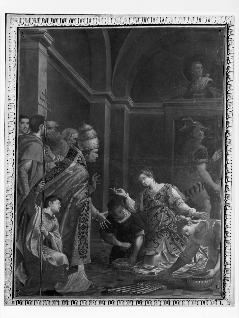 Santa Cecilia in ginocchio davanti a papa Urbano (dipinto, elemento d'insieme) di Cossali Grazio (sec. XVII)