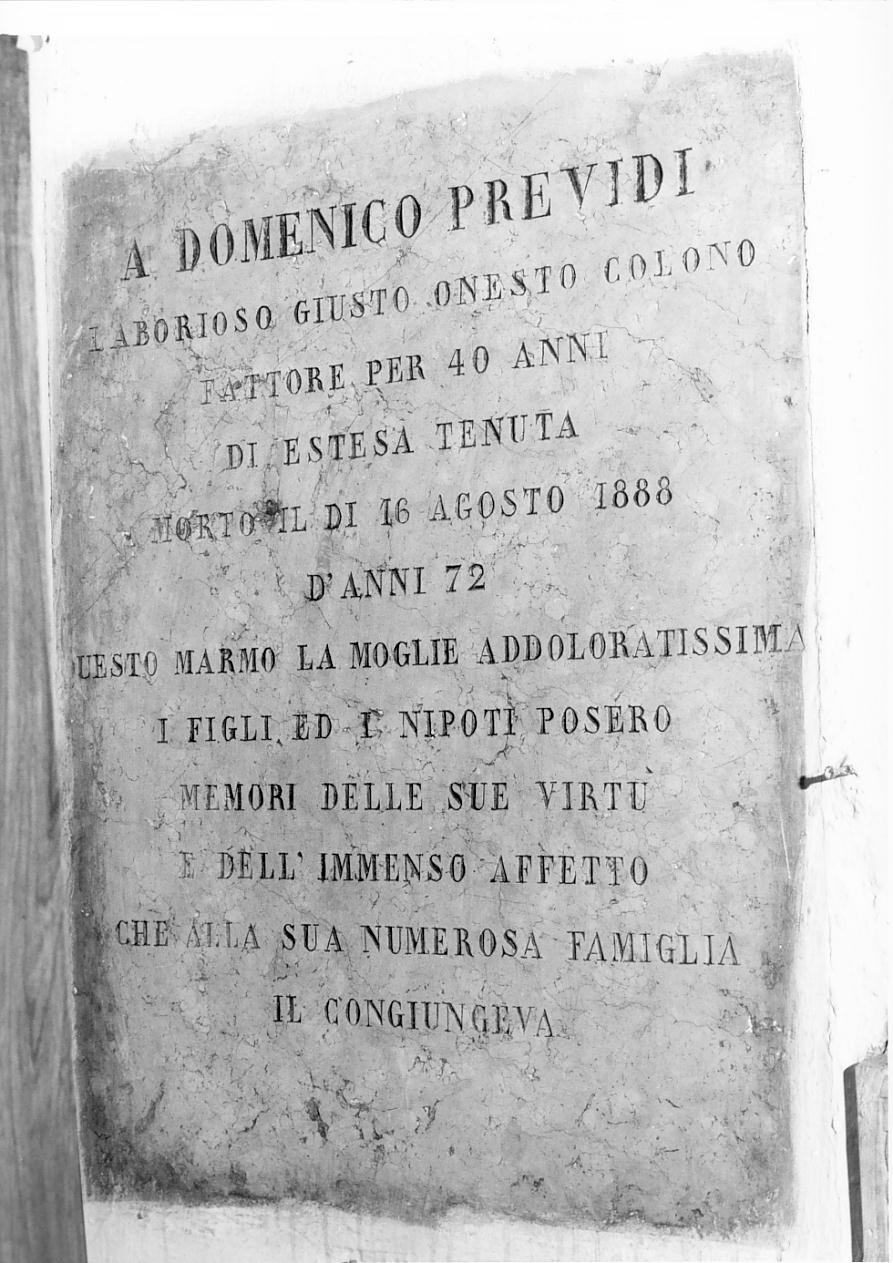 lapide commemorativa - ambito mantovano (sec. XIX)