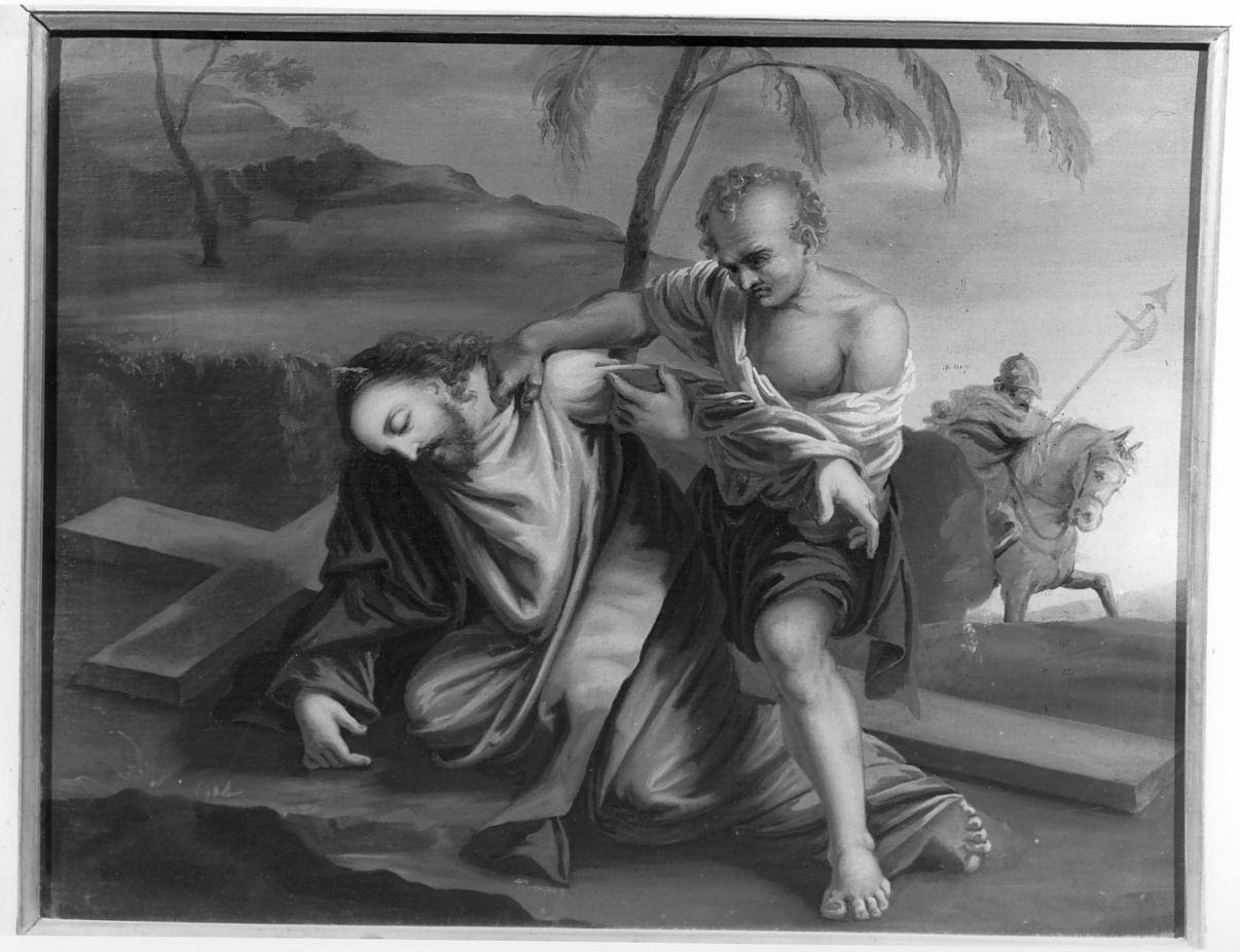 Stazione III: Gesu' cade sotto la croce la prima volta (dipinto) - ambito mantovano (sec. XVIII)