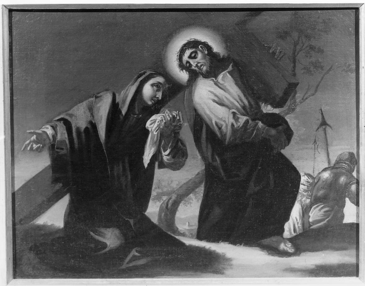 Stazione IV: Gesu' incontra la Madonna (dipinto) - ambito mantovano (sec. XVIII)