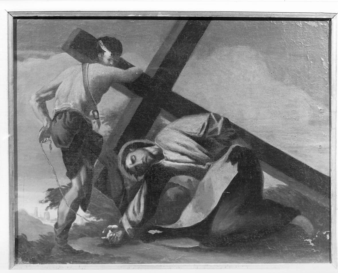 Stazione VII: Gesu' cade sotto la croce la seconda volta (dipinto) - ambito mantovano (sec. XVIII)