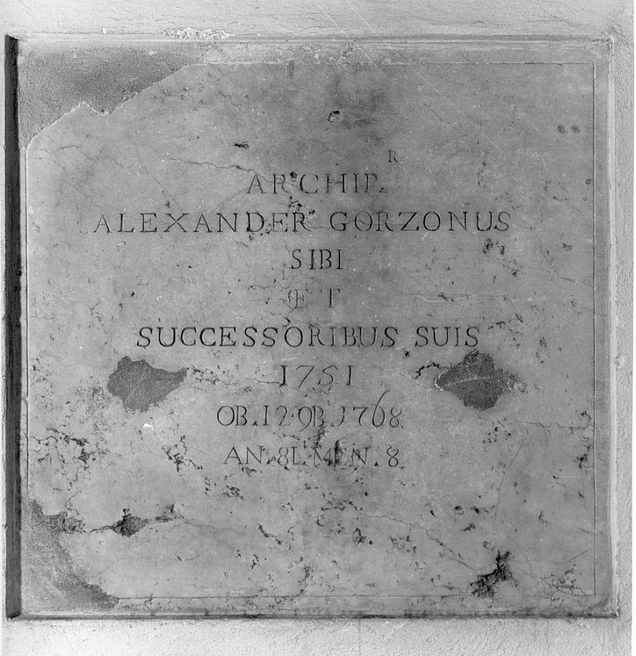 lapide commemorativa - ambito mantovano (sec. XVIII)