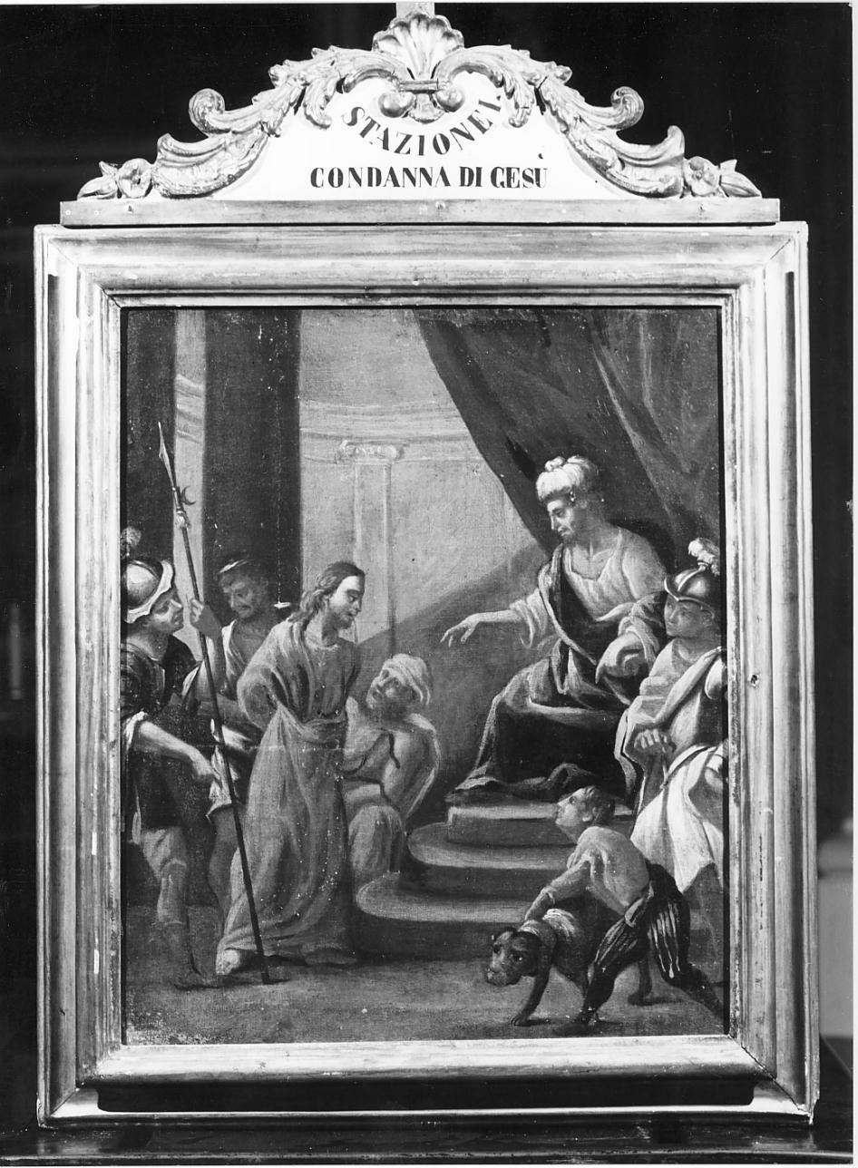 Condanna di Gesu', Stazione I Gesu' condannato a morte (dipinto) - ambito mantovano (sec. XVIII)