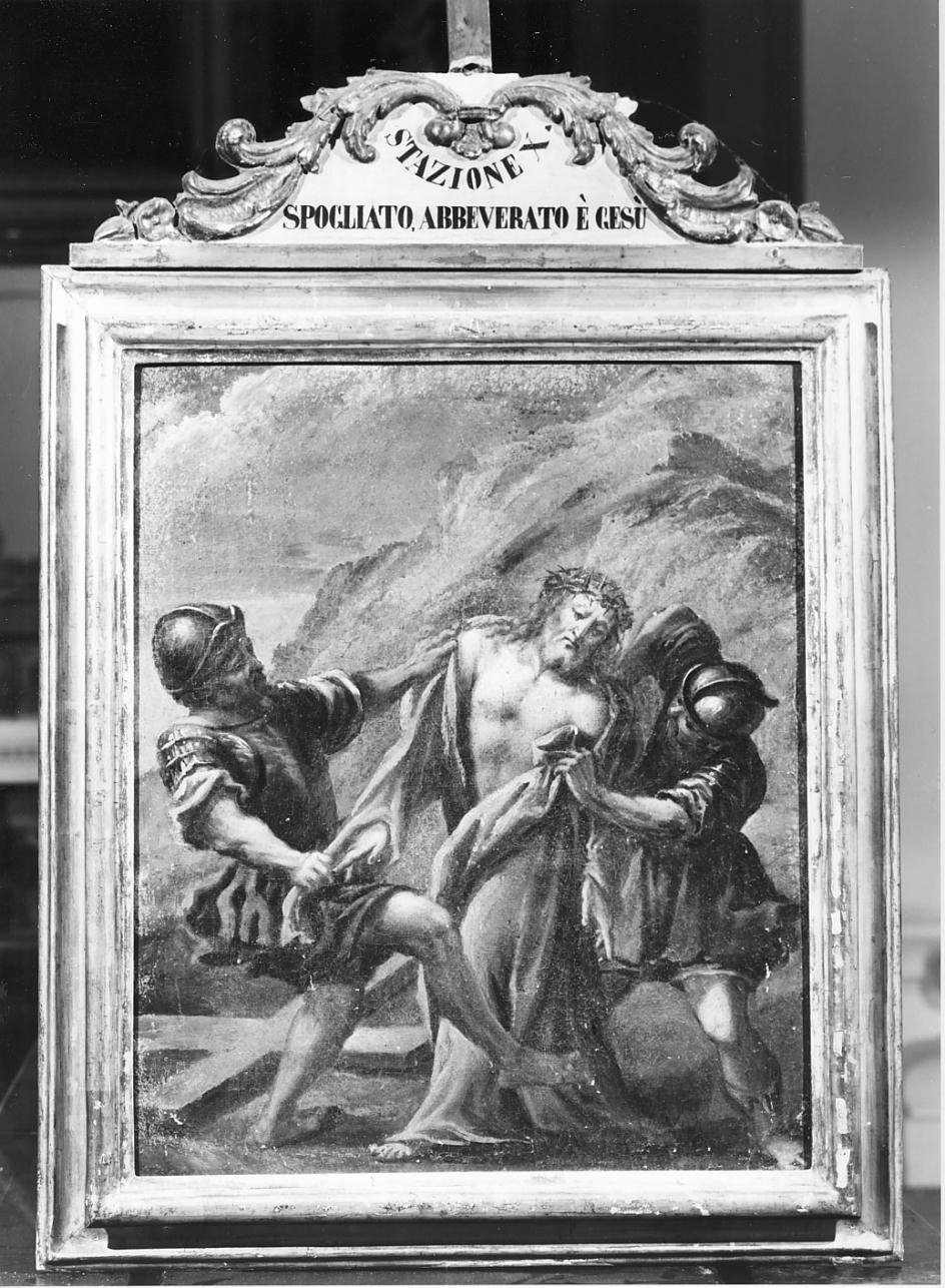 Spogliato, abbeverato e Gesu', Stazione X Gesu' spogliato e abbeverato di fiele (dipinto) - ambito mantovano (sec. XVIII)