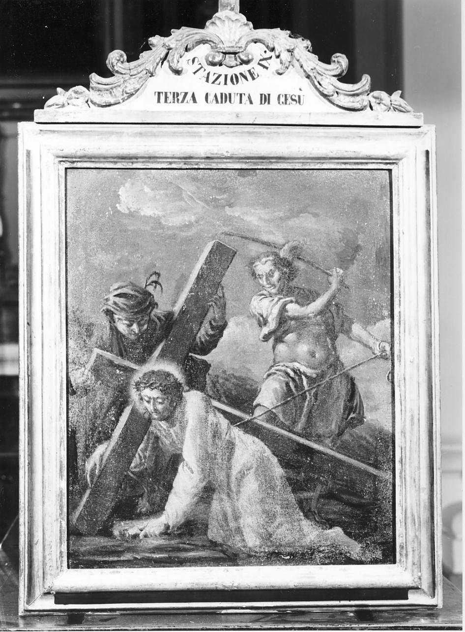 Terza caduta di Gesu', Stazione IX Gesu' cade sotto la croce la terza volta (dipinto) - ambito mantovano (sec. XVIII)