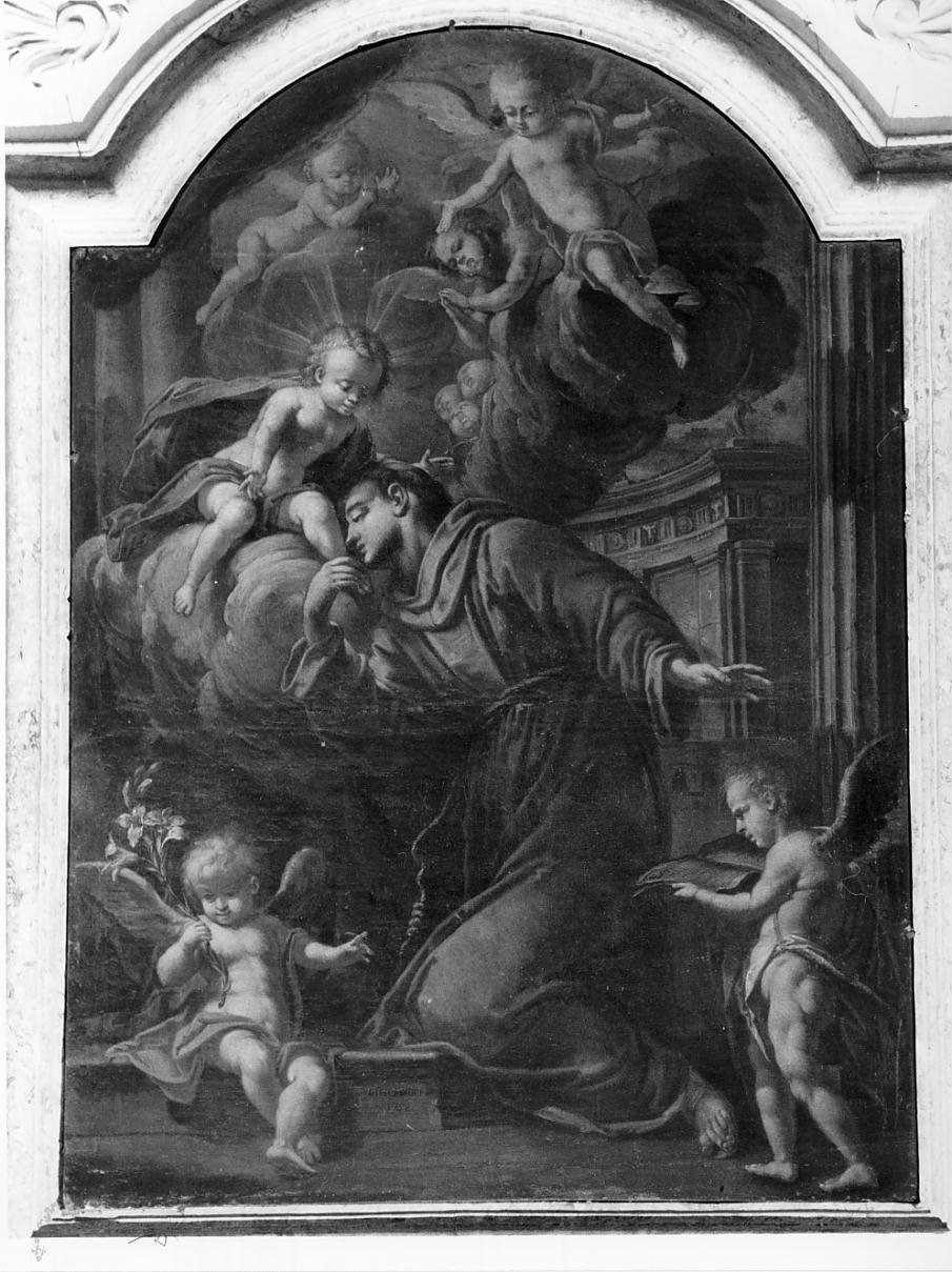 Apparizione di Gesu' Bambino a Sant'Antonio da Padova (dipinto) di Cadioli Giovanni (terzo quarto sec. XVIII)