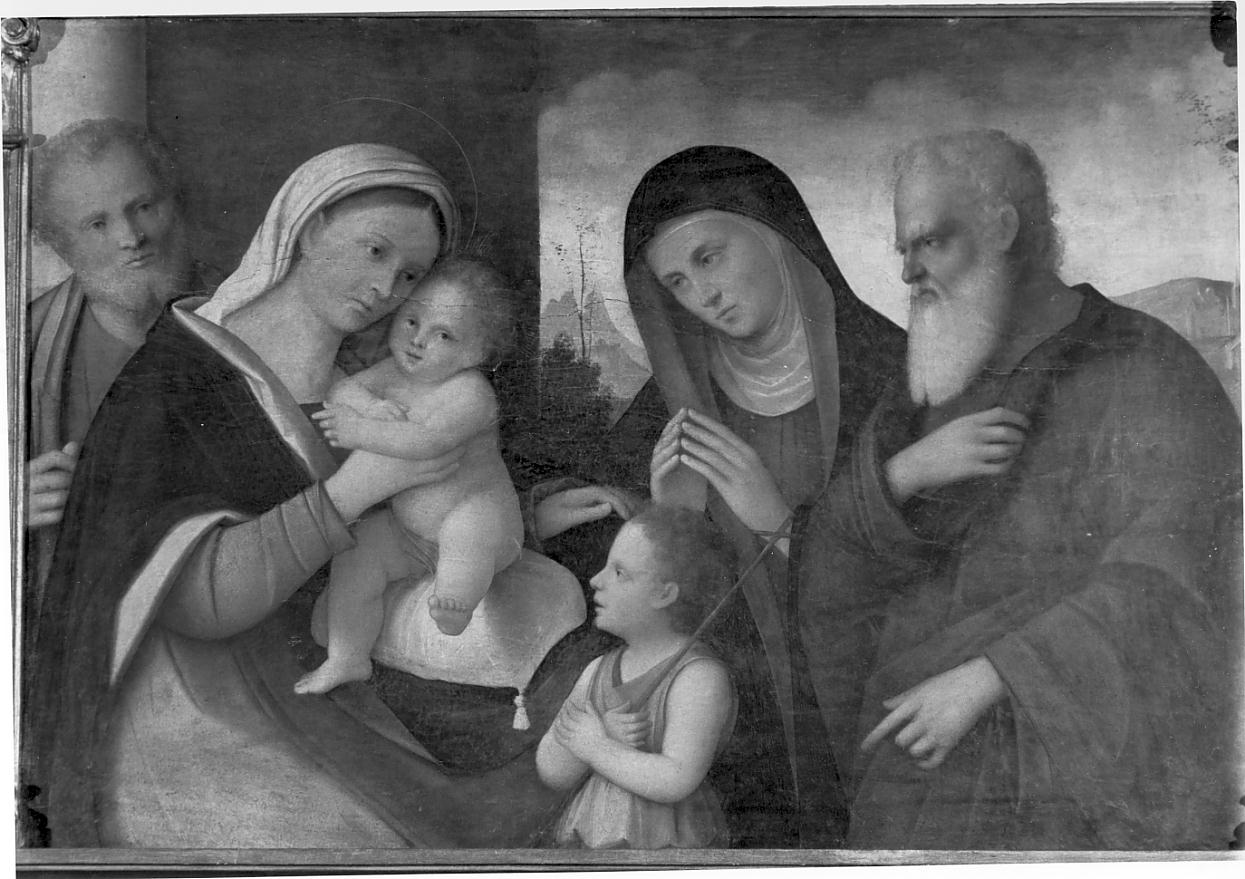 Sacra Conversazione, Madonna con Bambino in trono tra santi (dipinto, elemento d'insieme) di Bissolo Francesco (attribuito) (sec. XVI)