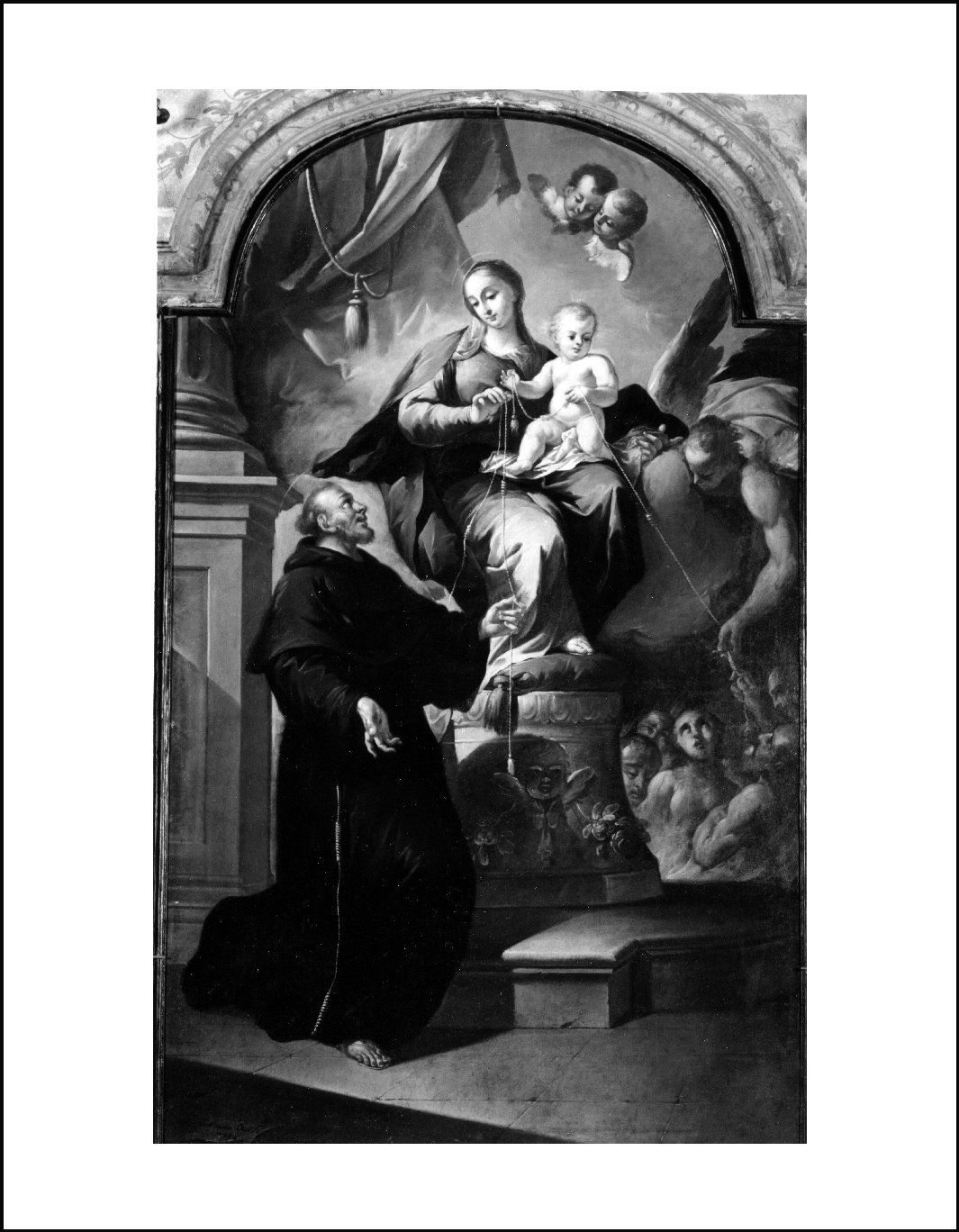 Madonna con Bambino, S. Francesco e anime purganti (dipinto, elemento d'insieme) di Dusi Antonio (seconda metà sec. XVIII)