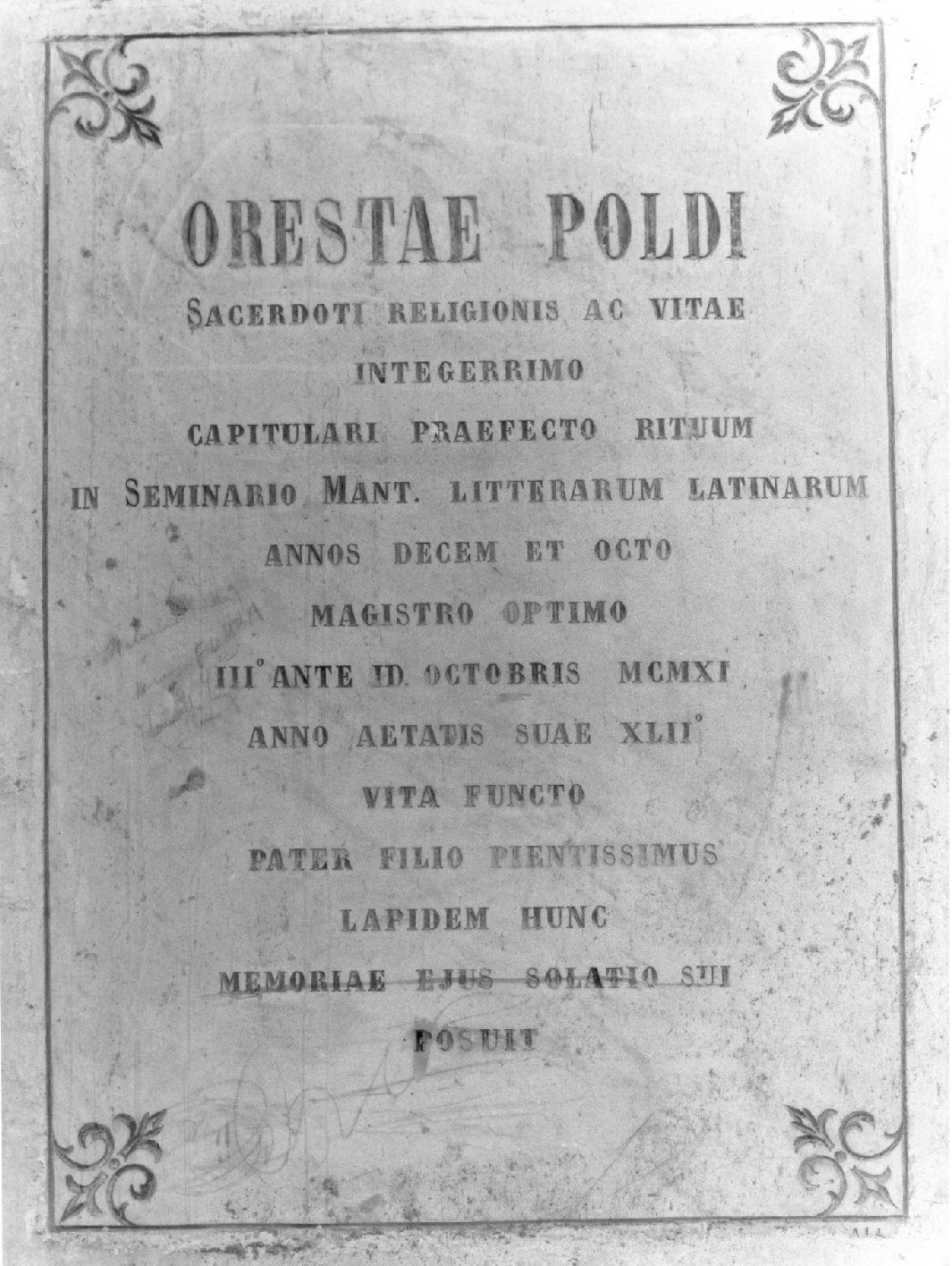 lapide, opera isolata - ambito mantovano (primo quarto sec. XX)