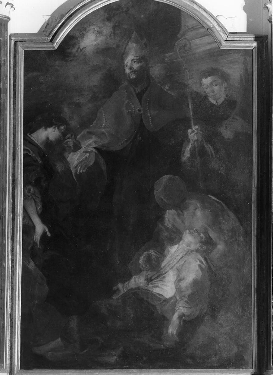 Miracolo di San Biagio (dipinto) di Bazzani Giuseppe (metà sec. XVIII)