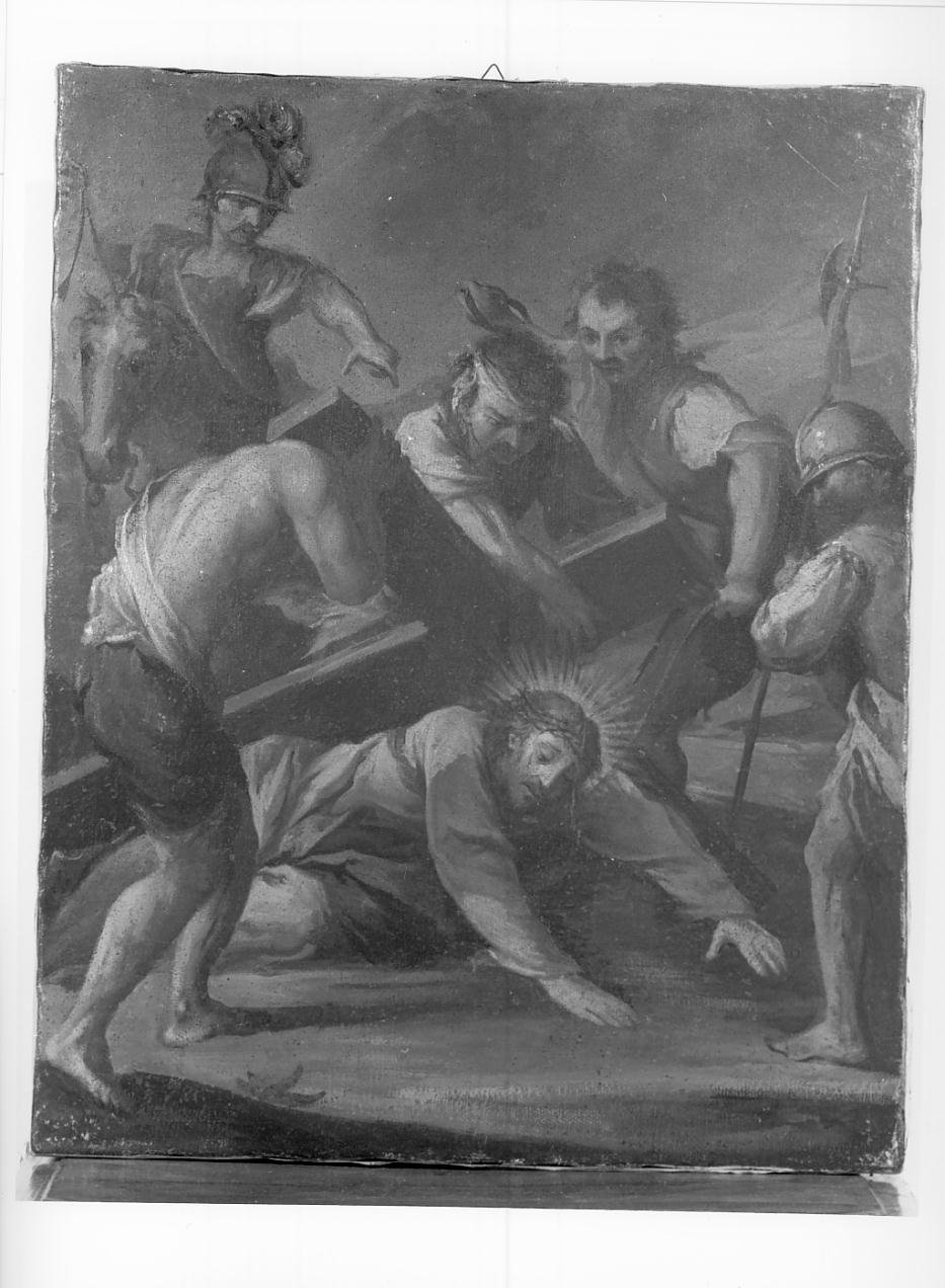 Stazione VII Gesu' cade sotto la croce la seconda volta (dipinto) di Guardi Francesco (bottega) (sec. XVIII)
