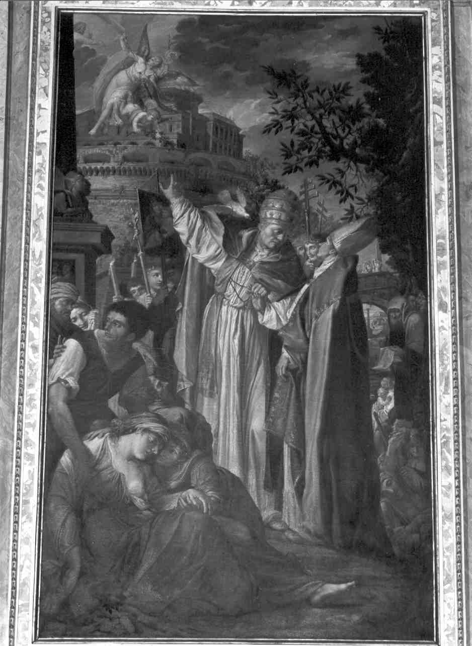 San Gregorio con Santo vescovo in processione (dipinto, opera isolata) di Soresini Pietro (sec. XIX)