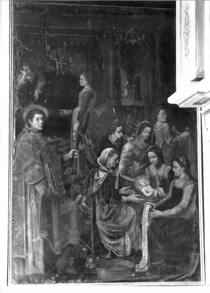 Nascita di Maria Vergine con Santo Martire (?) (dipinto, opera isolata) - ambito mantovano (seconda metà sec. XVII)