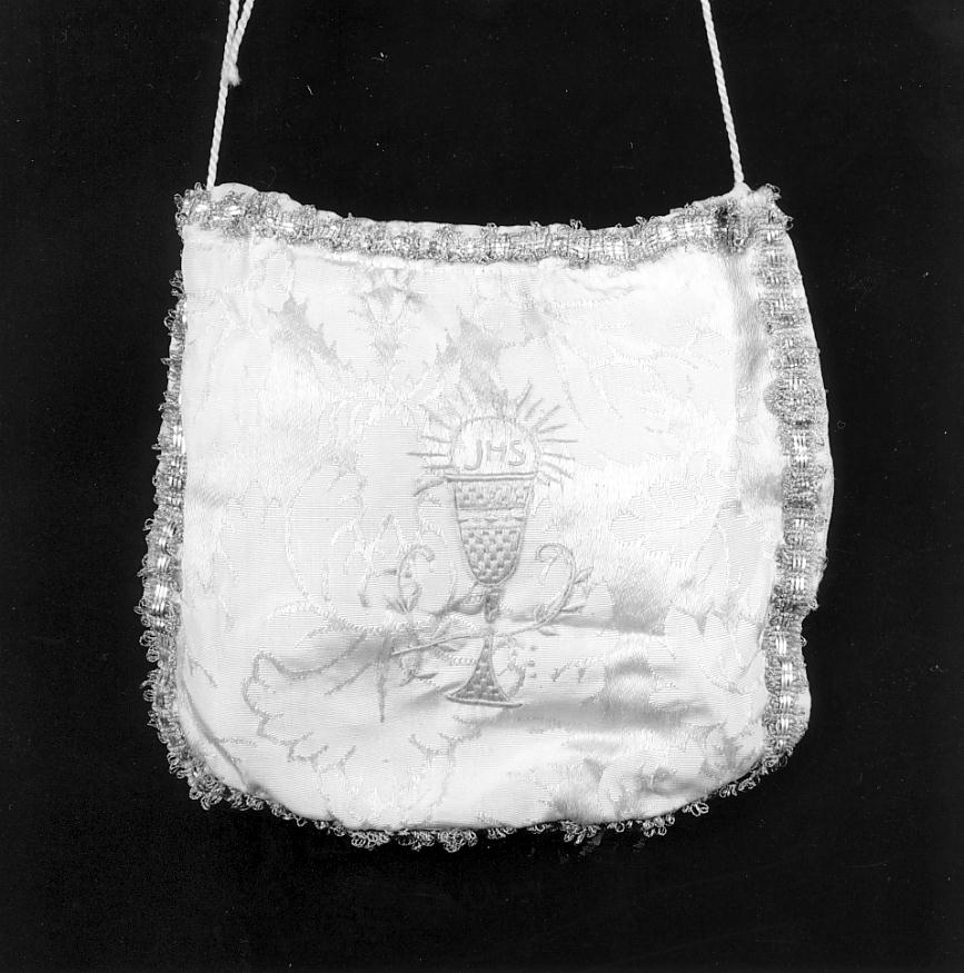 simboli eucaristici/ motivi decorativi vegetali (borsa del corporale, opera isolata) - manifattura cremonese (primo quarto sec. XX)