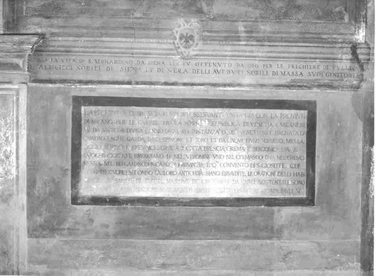 iscrizione (dipinto, opera isolata) - ambito bresciano (sec. XVII)