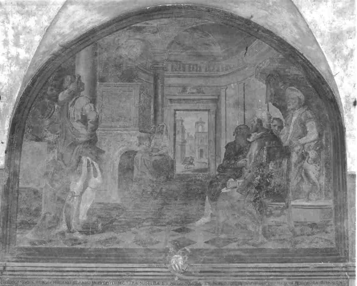 San Bernardino da Siena tiene una predica a Milano (dipinto, opera isolata) - ambito bresciano (inizio sec. XVII)