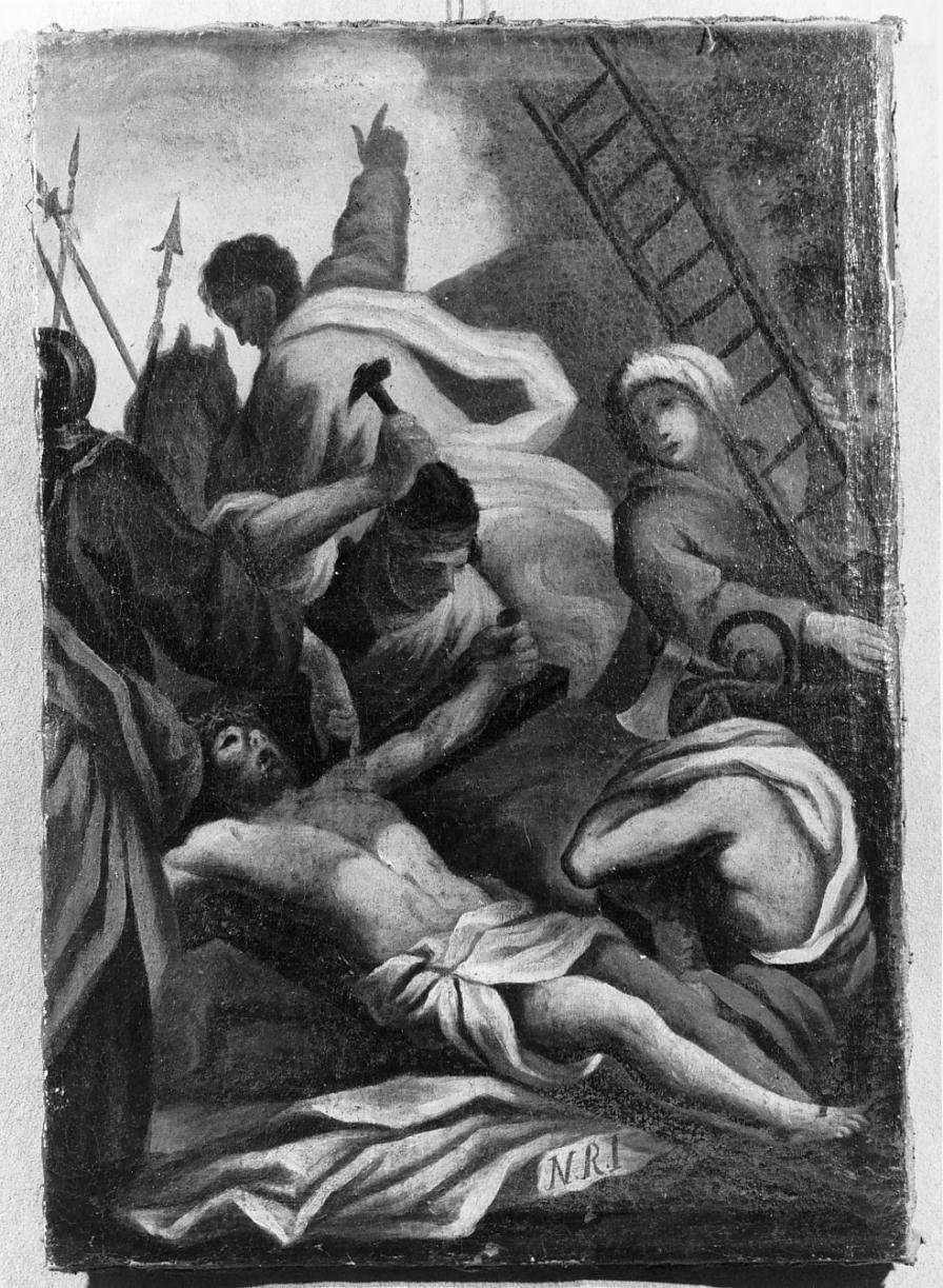 Stazione XI Gesu' inchiodato alla croce (dipinto) - ambito mantovano (sec. XIX)
