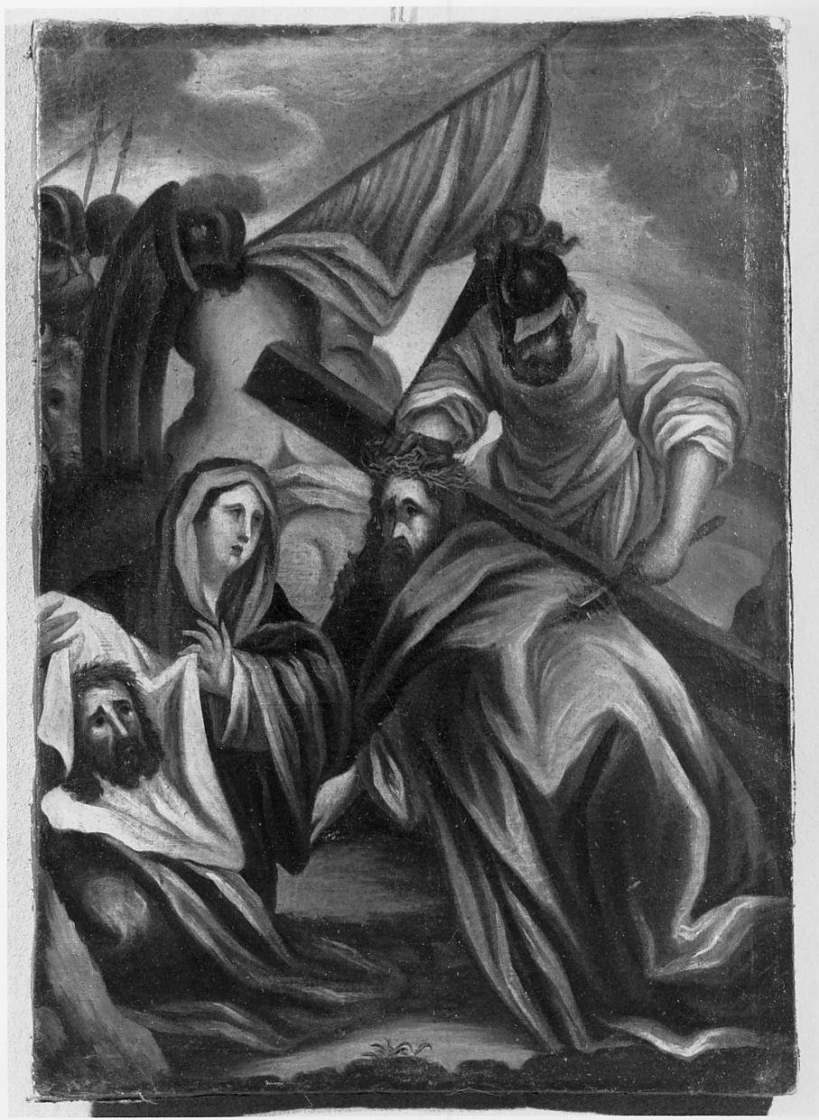 Stazione VI Gesu' asciugato da Santa Veronica (dipinto) - ambito mantovano (sec. XIX)