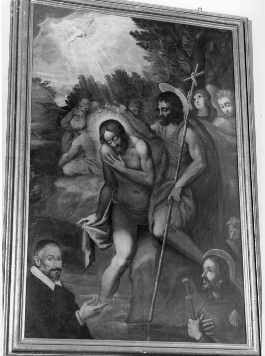 Battesimo di Cristo con San Giacomo maggiore e donatore (?) (dipinto) - ambito emiliano (fine/inizio secc. XVII/ XVIII)