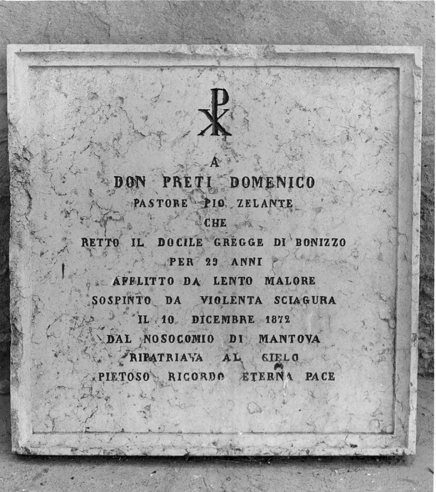 lapide commemorativa - ambito mantovano (sec. XIX)