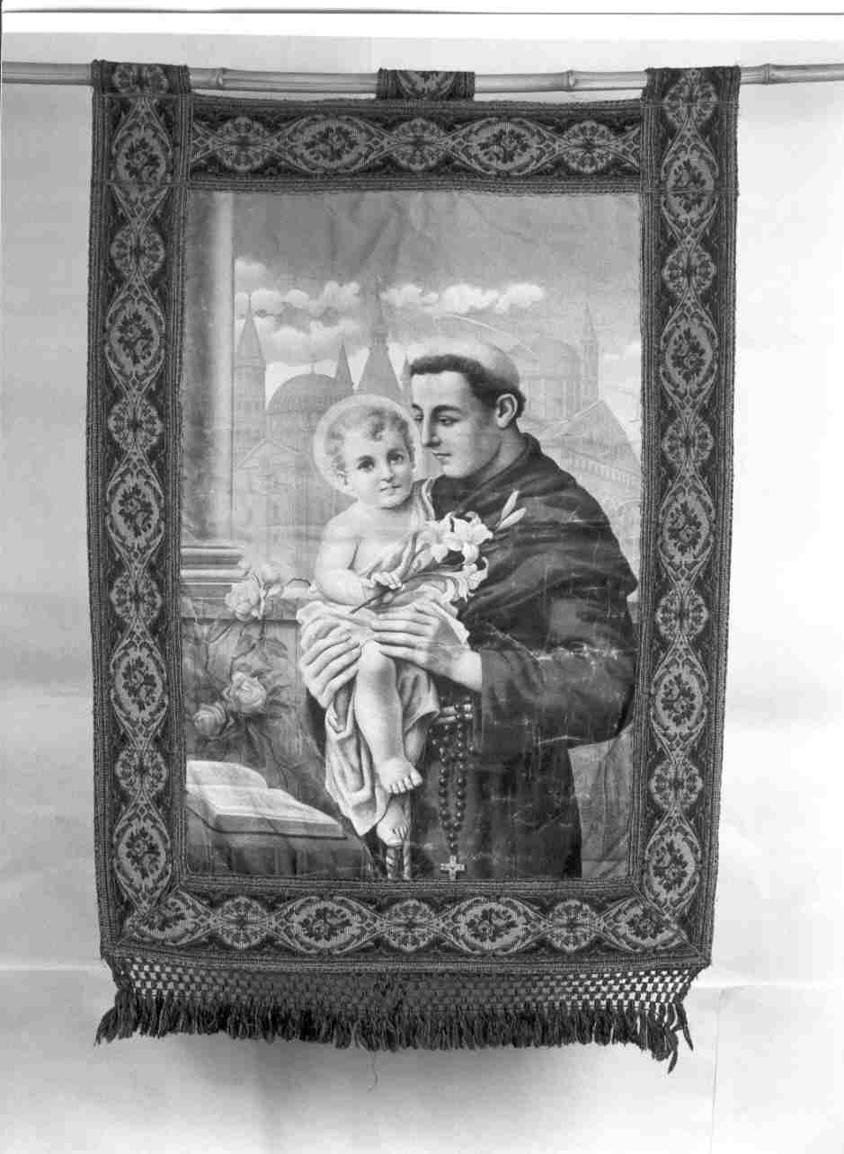 Sant'Antonio da Padova con il bambino (stendardo, opera isolata) - manifattura mantovana (secondo quarto sec. XX)