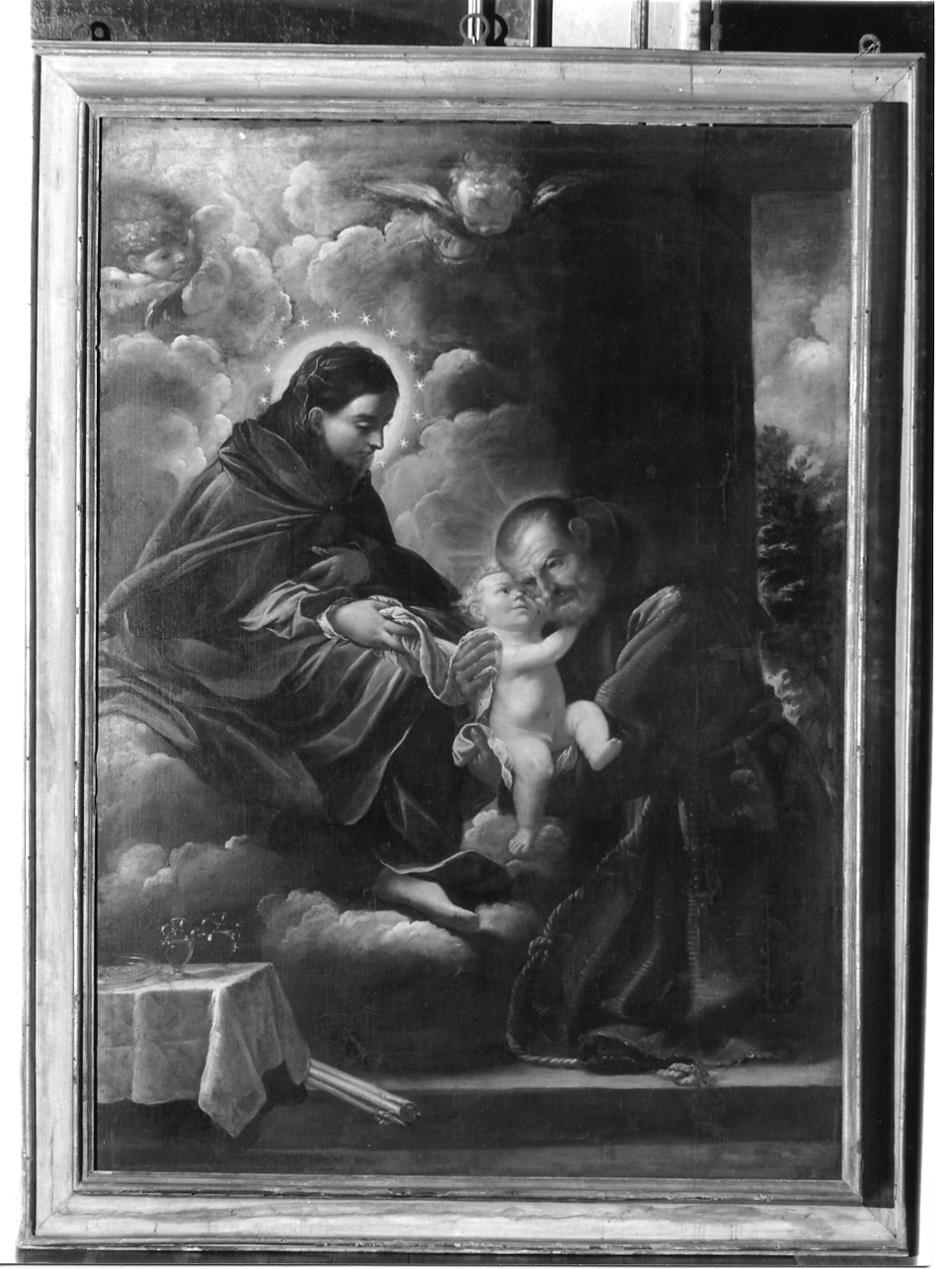 San Felice da Cantalice riceve Gesù Bambino dalla Madonna (dipinto, opera isolata) di fra' Semplice da Verona (sec. XVII)