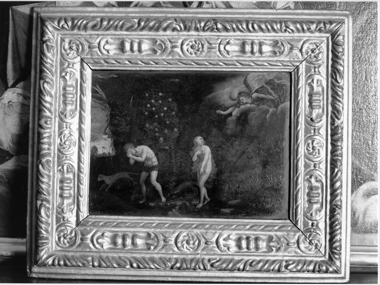 cacciata di Adamo ed Eva dal paradiso terrestre (dipinto, opera isolata) - ambito lombardo (prima metà sec. XVI)