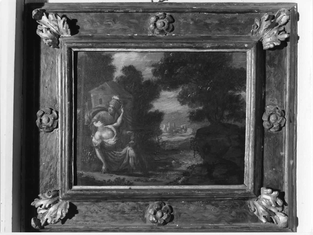 Paesaggio con figure (dipinto, opera isolata) - ambito italiano (seconda metà sec. XVII)