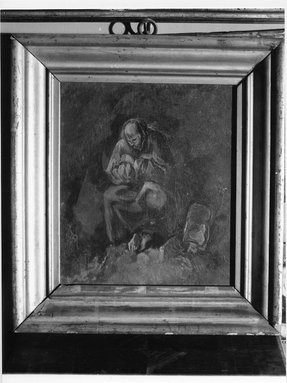 Monaco in preghiera (dipinto, opera isolata) di D'Arco Giovanna (prima metà sec. XX)