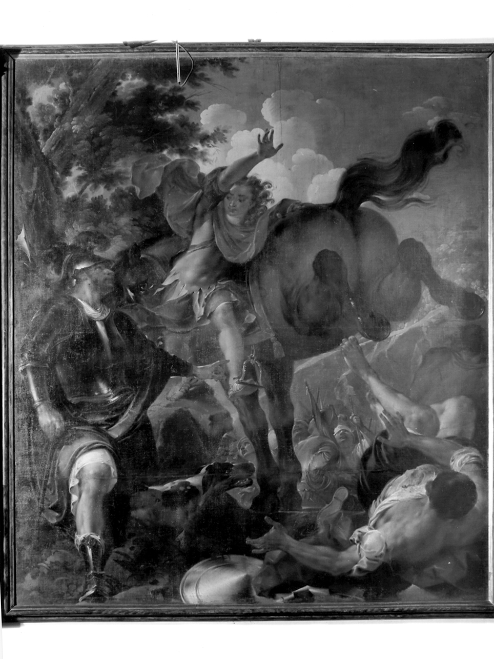 Alessandro Magno doma Bucefalo (dipinto, elemento d'insieme) di Bazzani Giuseppe (secondo quarto sec. XVIII)