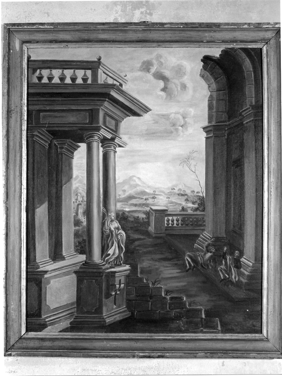 paesaggio con architetture (dipinto, elemento d'insieme) di D'Arco Giovanna (prima metà sec. XX)