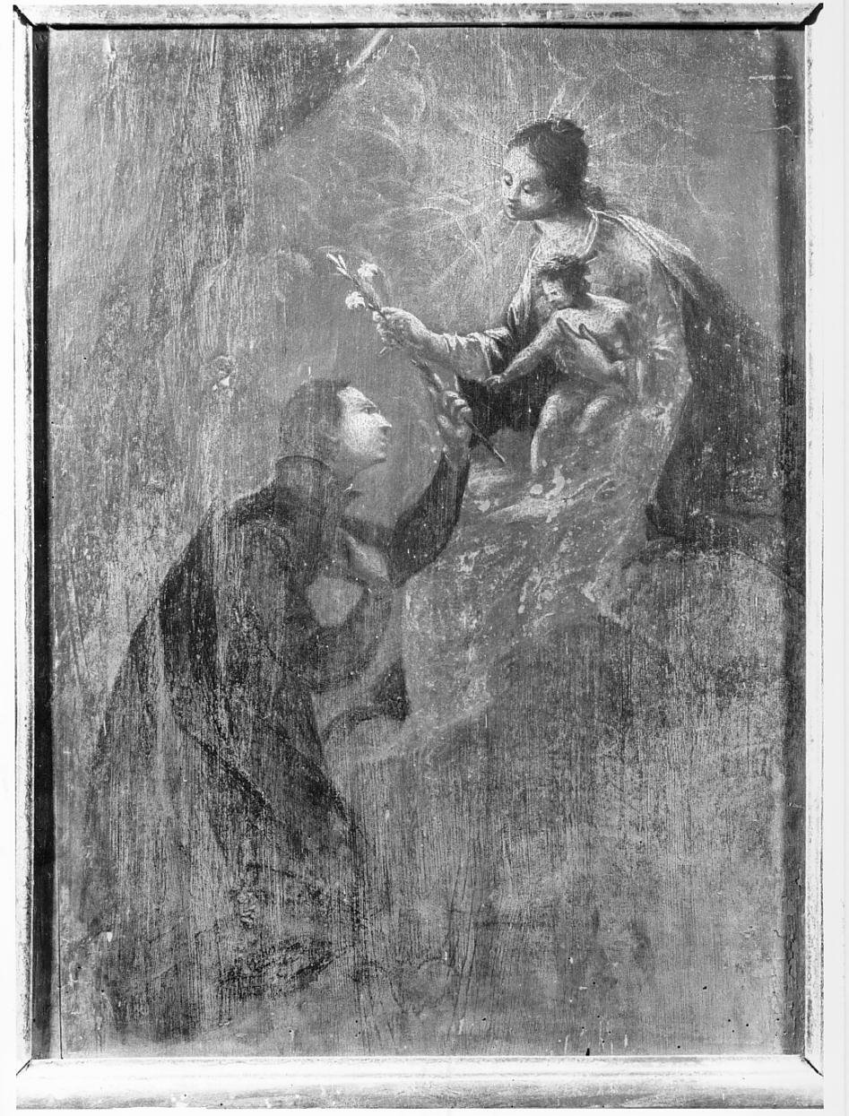 San Luigi Gonzaga riceve il giglio dalla Madonna con Bambino (dipinto) - ambito emiliano (sec. XVIII)