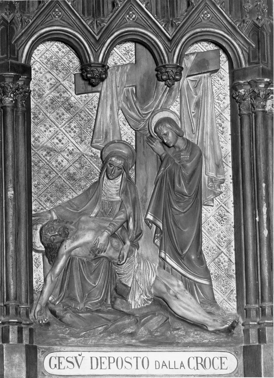 Stazione XII: Gesu' deposto dalla croce (formella, elemento d'insieme) - ambito lombardo (sec. XIX)